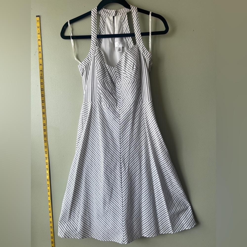 LOFT Black and White Striped Halter-neck dress NWT Size 0P
